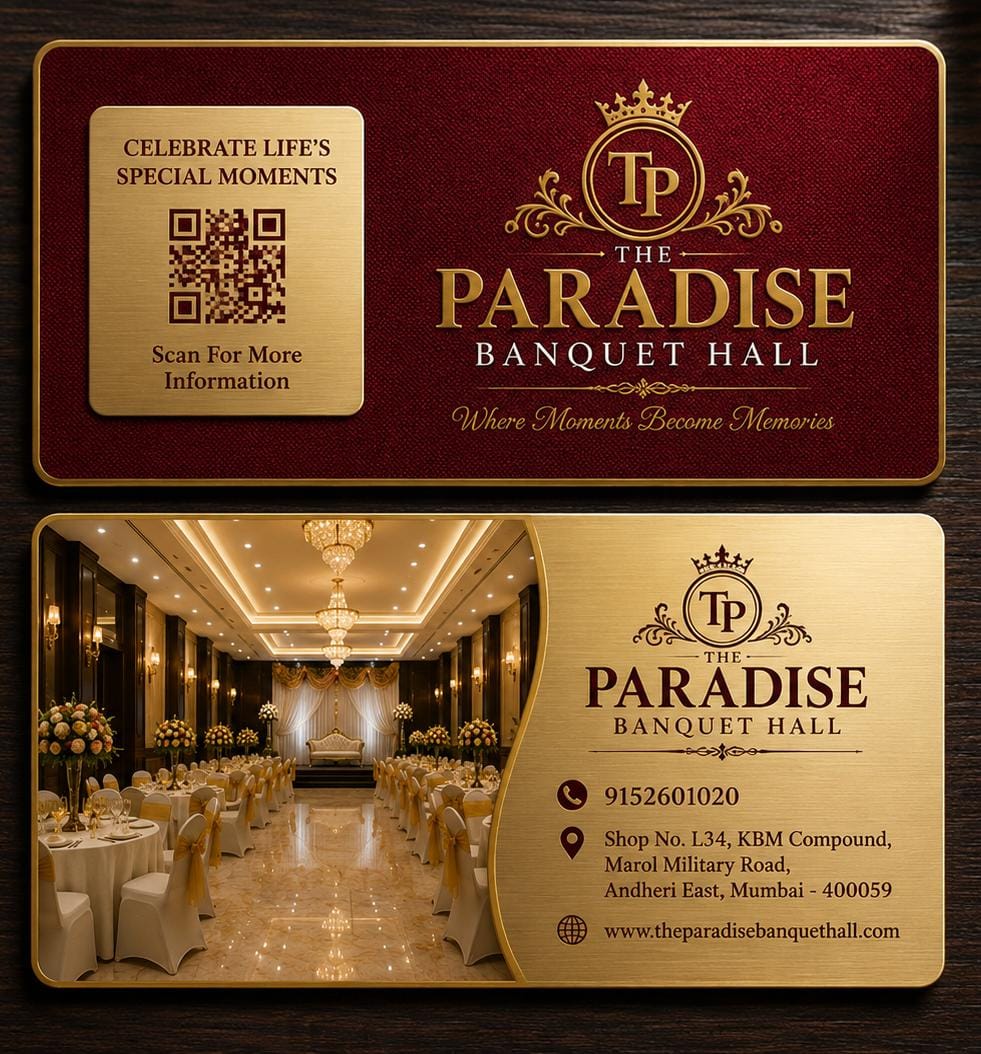 The Paradise Banquet Hall visiting card